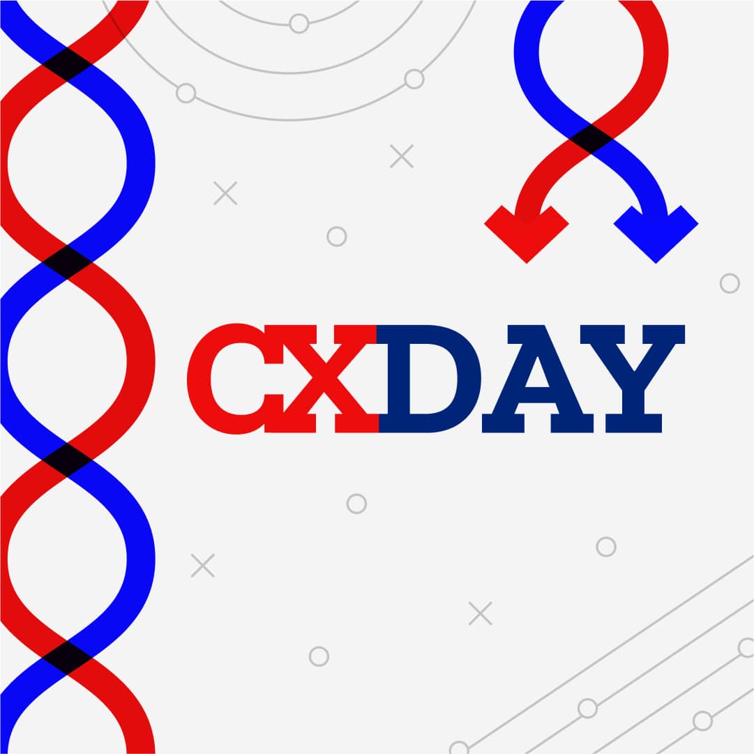 Screenshot of the toolkit showing CXDay in the top-right and bright blue and red arrows shooting up the side, braided together