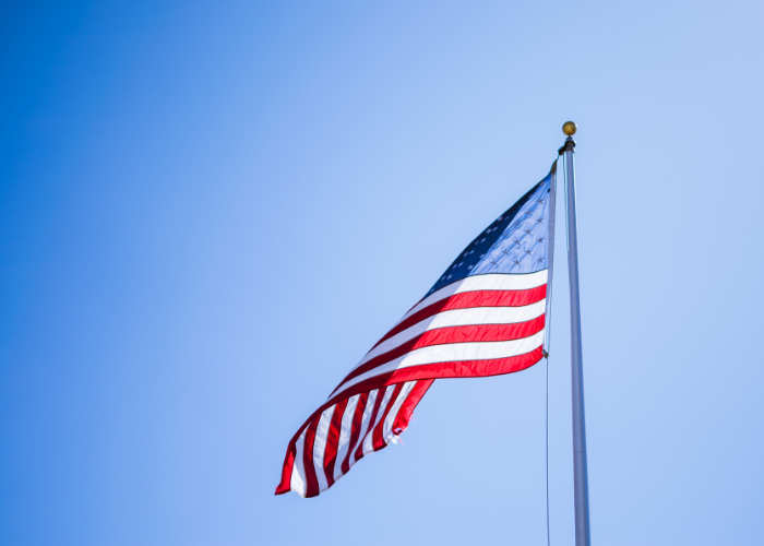 Photo of the American flag waving in the breeze