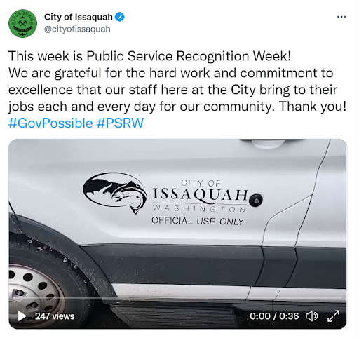 City of Issaquah tweet