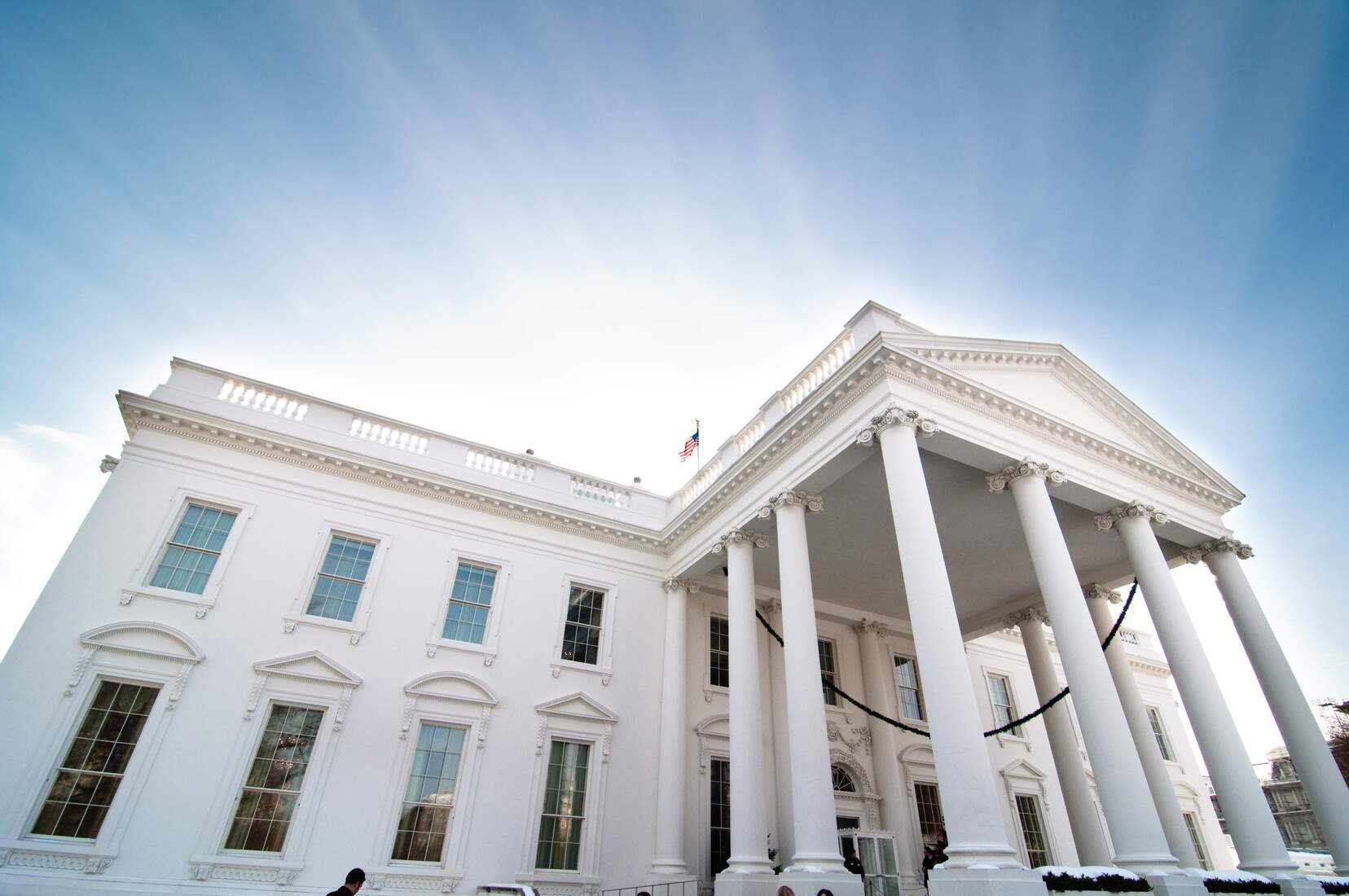 White House gleaming in the sun