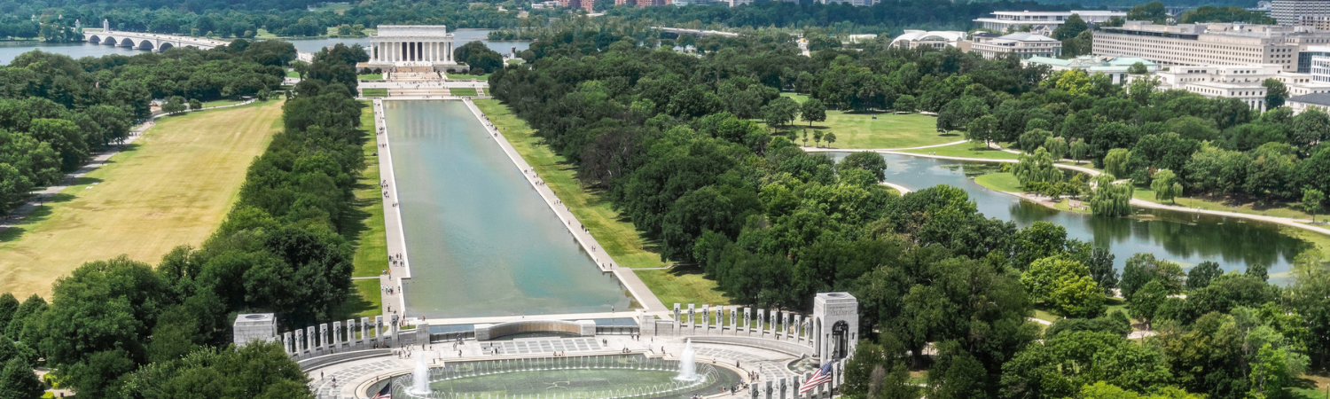 The National Mall is seen from Marine One as President Joe Biden returns to the White House from Camp David, Monday, Aug. 2, 2021.